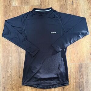 Reebok Play Dry Long Sleeve compression Top Boys youth large activewear black